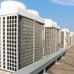 Industrial,air,conditioner,condensers,(outside,unit),on,the,roof,of