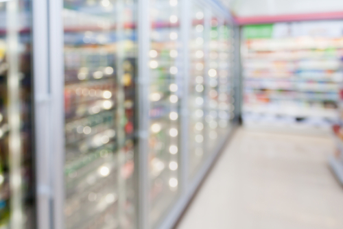 Convenience,store,refrigerator,shelves,blurred,background